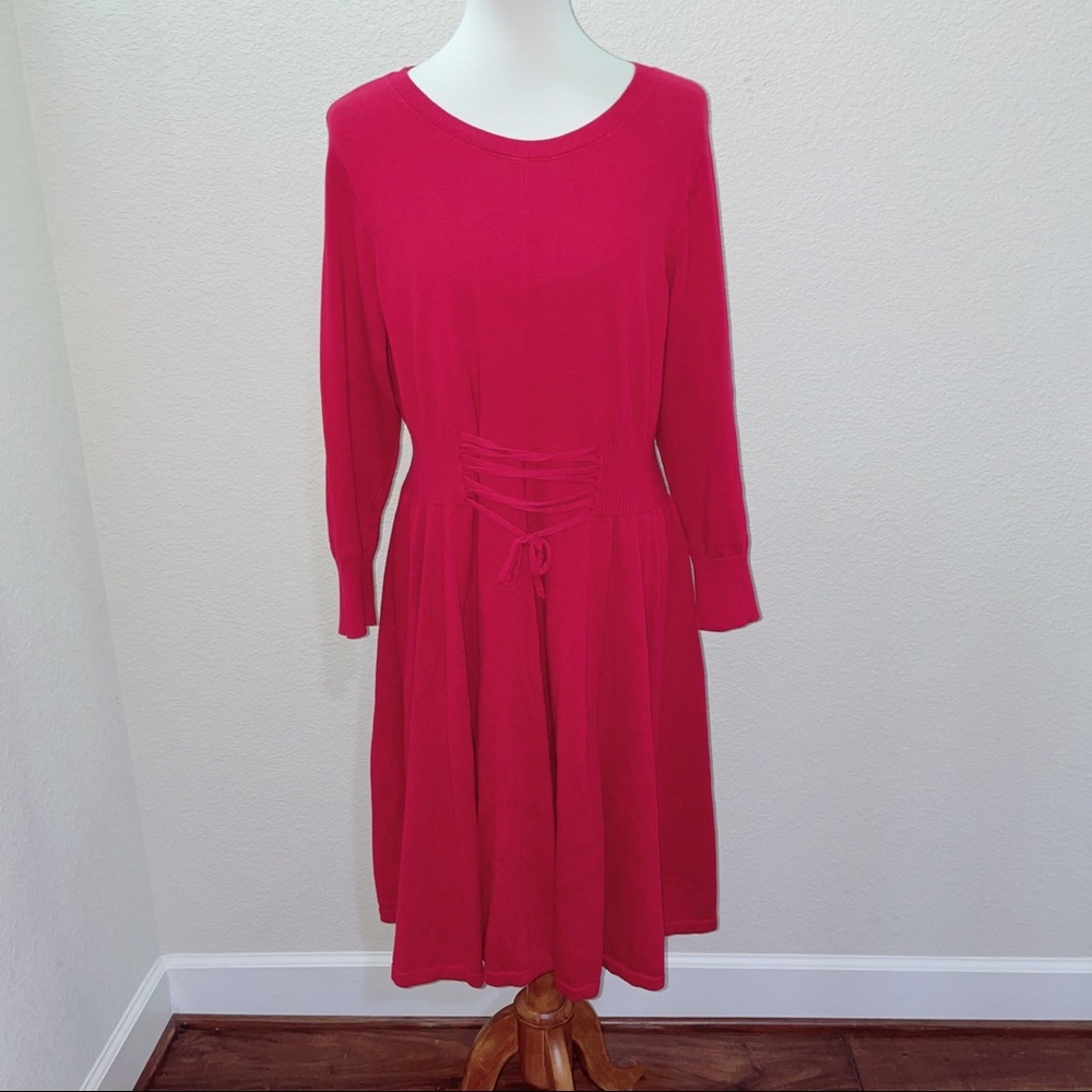 Torrid Cherry Lattice Waist Sweater Dress Size 2X